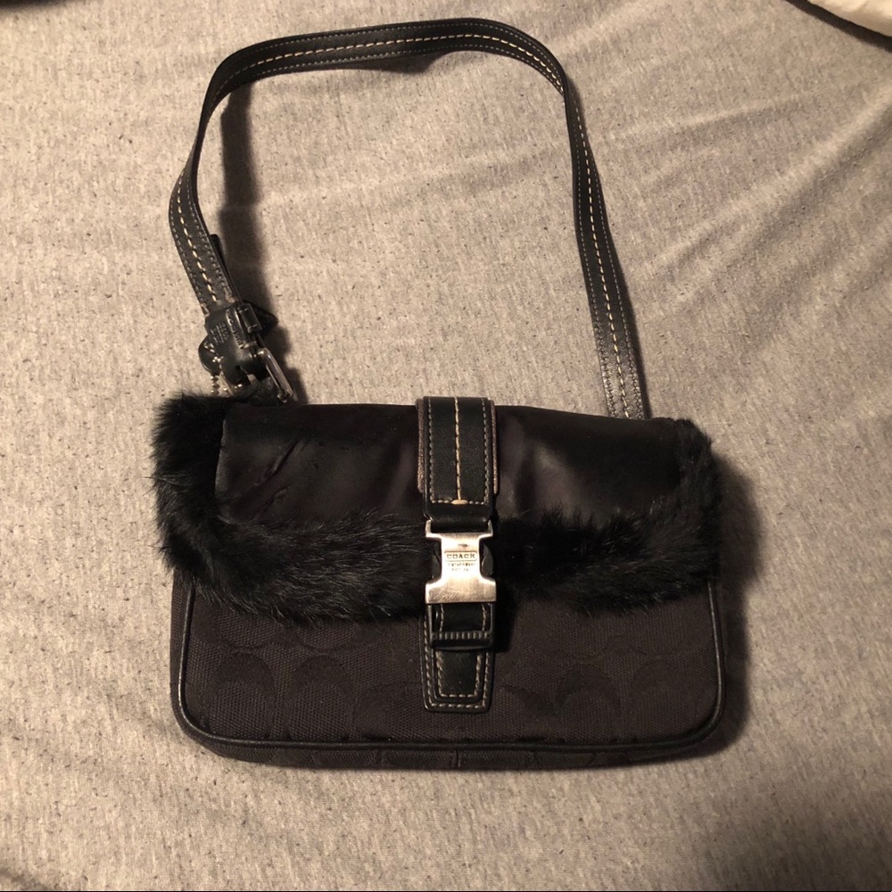 Coach fur lined small handbag